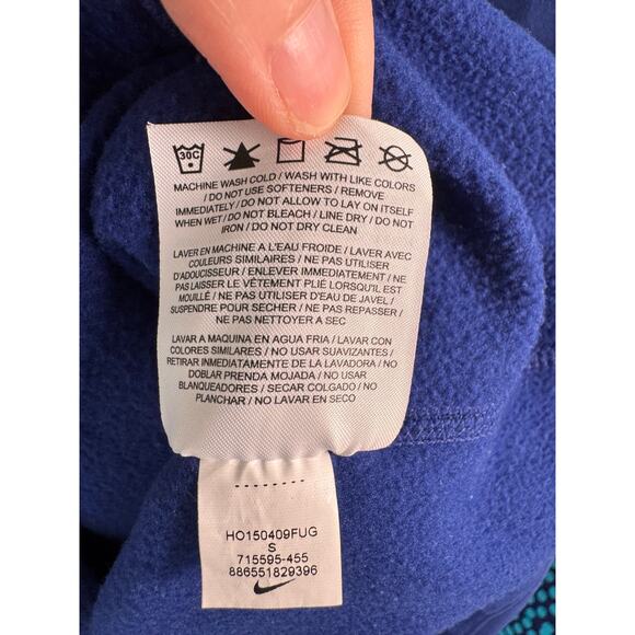 Nike Women’s S Therma-Fit Hoodie Blue Polka Dot Pullover Just Do It Activewear - Picture 7 of 9